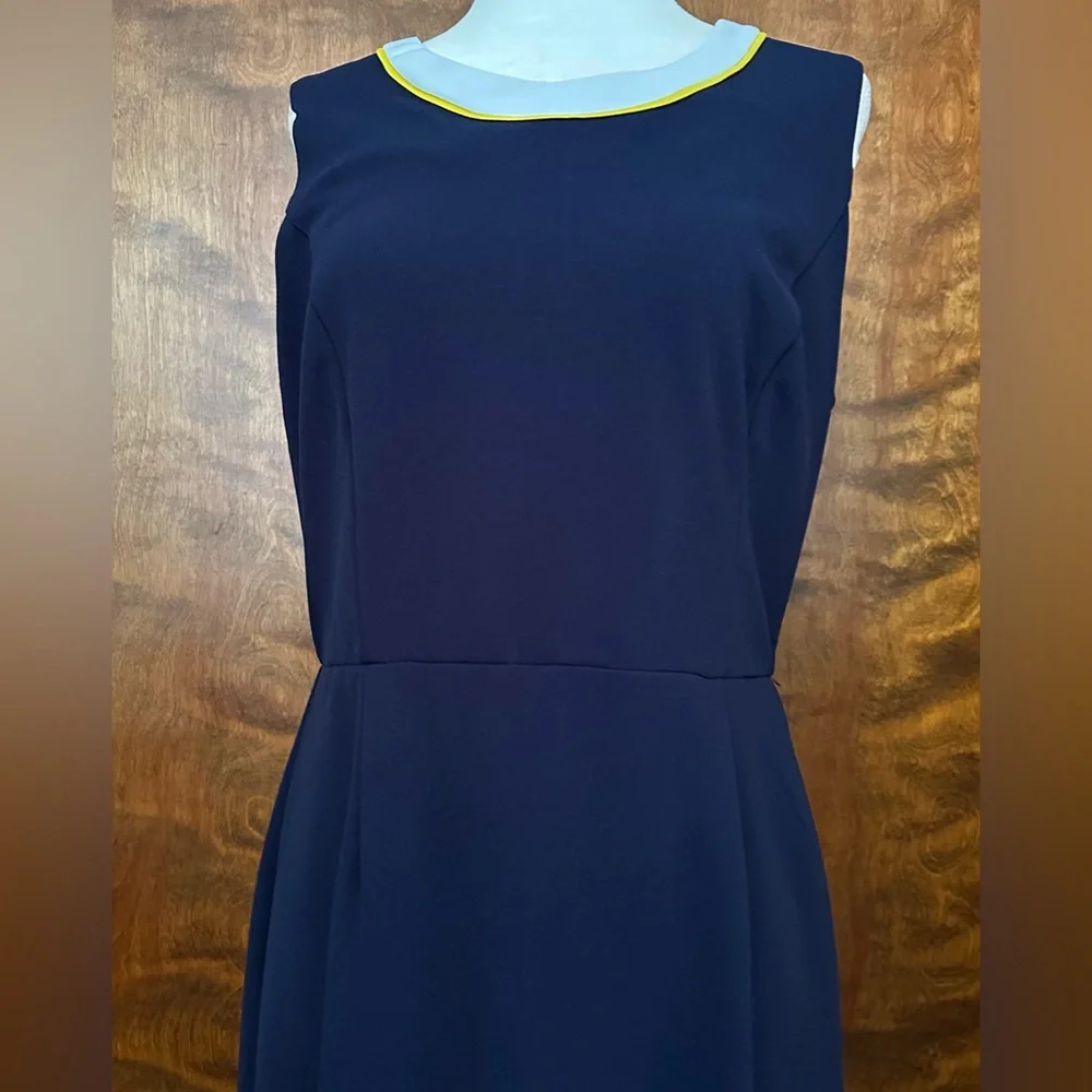 Nicolette Sheath Dress & Jacket Set Womens 8 Navy & White Polka Dots Formal EUC